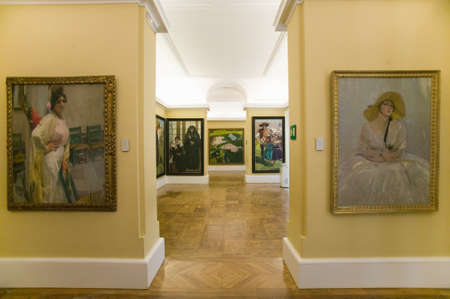 Hallway of paintings by Joaqun Sorolla y Bastida (1863-1923) as seen in The Sorolla Museum, Madrid, Spainのeditorial素材