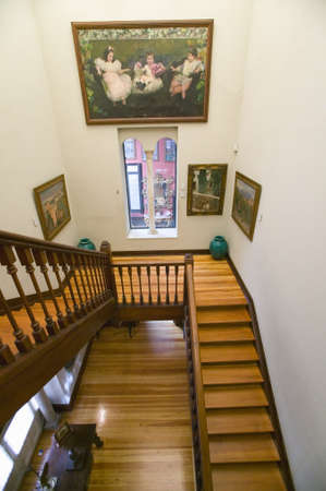 Stairway to paintings by Joaqun Sorolla y Bastida (1863-1923) as seen in The Sorolla Museum, Madrid, Spainのeditorial素材