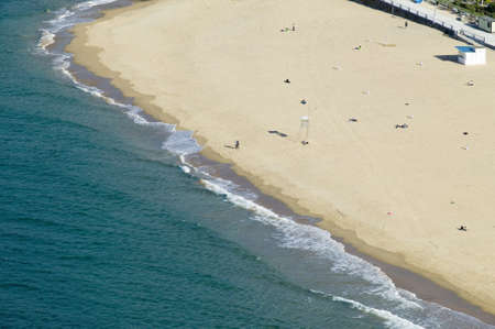 A sandy beach, Playa de Ondarreta, in Donostia-San Sebastian, Basque region of Spain, the Queen of Euskadi's and Cantabrian Coast, as seen from Monte Urgull overlook view spotのeditorial素材