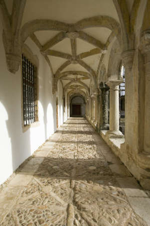Interior arches of the Convent of the Knights of Christ and Templar Castle, founded by Gualdim Pais...