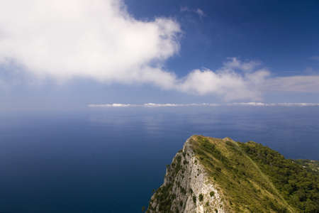 Elevated view of Capri, an Italian island off the Sorrentine Peninsula on the south side of Gulf of Naples, in the region of Campania, Province of Naples, Italy, Europeのeditorial素材