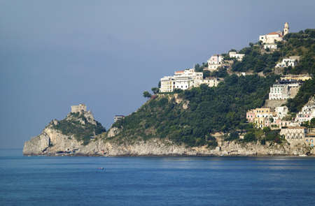 Sea view of Amalfi, a town in the province of Salerno, in the region of Campania, Italy, on the Gulf of Salerno, 24 miles southeast of Naplesのeditorial素材
