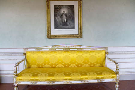 Interior view of Palazzina Dei Mulini, Napoleon and his sister's residence in Portoferraio, Province of Livorno, on the island of Elba in the Tuscan Archipelago of Italy, Europe, where Napoleon Bonaparte was exiled in 1814のeditorial素材