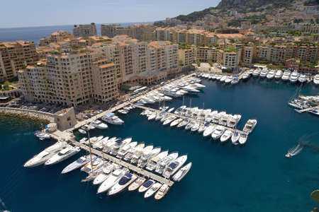 Elevated view of harbor in the Monte-Carlo, in the Principality of Monaco, Western Europe on the Mediterranean Seaのeditorial素材