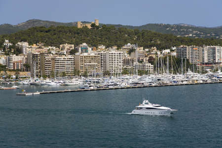 Palma Harbour & Bellver Castle of Majorca, the largest island of Spain, Europe on the Mediterranean Sea and part of Balearic Islands archipelagoのeditorial素材
