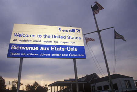 Welcome to United States sign in Richford VT/Canadaのeditorial素材