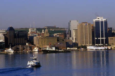 City skyline view and ferry boat in Halifax, Nova Scotia, Canadaのeditorial素材