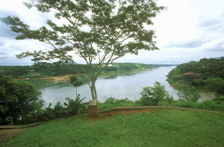 Confluence of Iguazu and Parava Rivers at borders of Chile, Brazil and Argentinaのeditorial素材