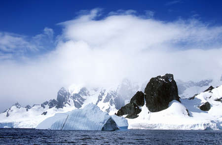 Glaciers and icebergs in Errera Channel at Culberville Island, Antarcticaのeditorial素材