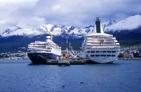 Cruise ship Deutsch Princess at dock, Ushuaia, southern Argentinaのeditorial素材