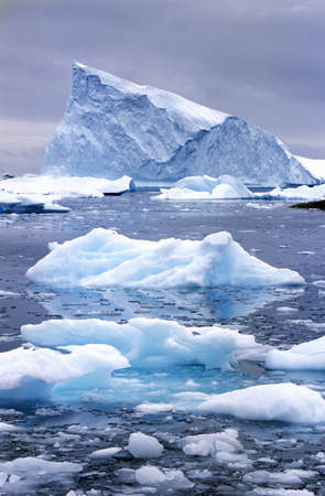 Icebergs in Paradise Harbor, Antarcticaのeditorial素材