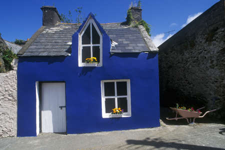 Bright blue house in Ardgroom Village, Cork, Irelandのeditorial素材