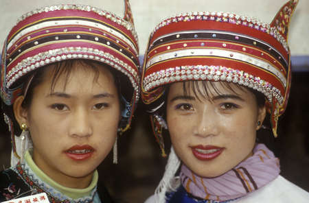 Yi minority ethnic group tour guides in Kunming, Yunnan Province, People's Republic of Chinaのeditorial素材