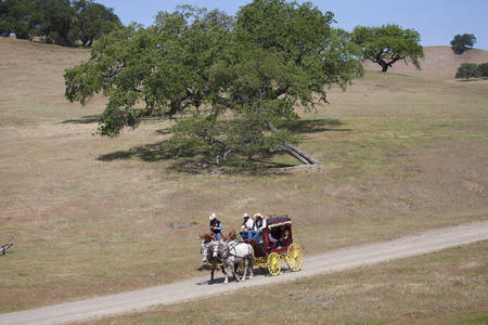 Santa Ynez Valley Historical Museum and Carriage House hosts "Spirit of the West,"" a symposium on Wells Fargo stagecoaches and horse-drawn vehicles of the West, Santa Ynez, Santa Barbara County, Californiaのeditorial素材