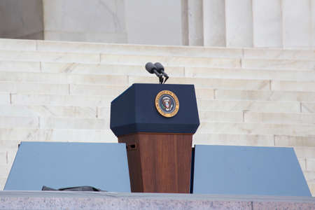 Empty Presidential Podium at the "Let Freedom Ring"" 50th Anniversary Of MLK's March On Washington on August 28, 2013のeditorial素材