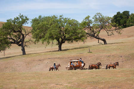 Santa Ynez Valley Historical Museum and Carriage House hosts "Spirit of the West,"" a symposium on Wells Fargo stagecoaches and horse-drawn vehicles of the West, Santa Ynez, Santa Barbara County, Californiaのeditorial素材