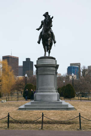 Statue of George Washington in Boston Public Garden, Boston, Massachusetts, USAの写真素材