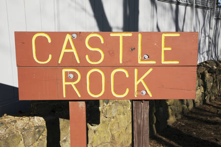 Sign to Castle Rock, scenic Marblehead, Massachusetts, USAの写真素材