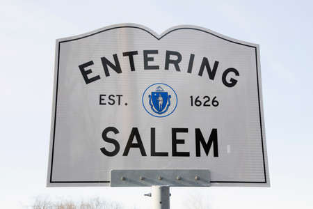 Entering Salem Road Sign, Massachusetts, USAの写真素材