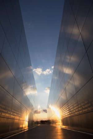 Empty Sky: Jersey City 911 Memorial at sunset, New Jersey, USAのeditorial素材