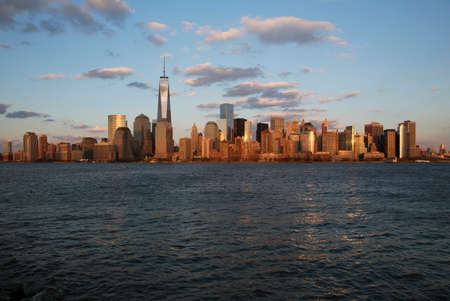 Panoramic view of New York City Skyline on water featuring One World Trade Center 1WTC, Freedom Tower, New York City, New York, USAのeditorial素材