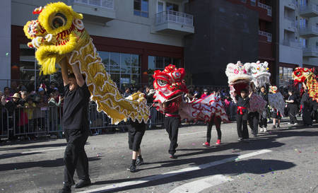 115th Golden Dragon Parade, Chinese New Year, 2014, Year of the Horse, Los Angeles, California, USAのeditorial素材
