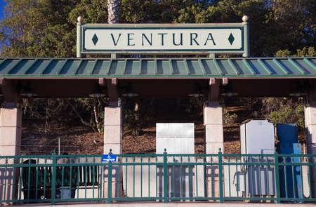 Amtrak train stop, Ventura, California, USAの写真素材
