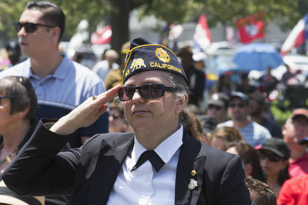 Veterans saluting at Los Angeles National Cemetery Annual Memorial Event, May 26, 2014, California, USAのeditorial素材