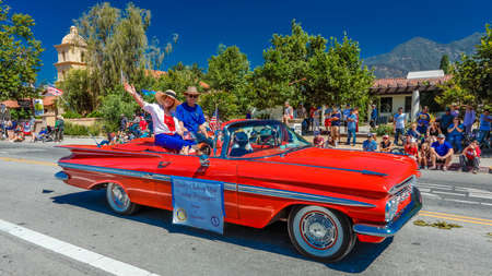 JULY 4, 2016 - Citizens of Ojai California celebrate Independence Day - 1959 Red Impalla Chevrolet...