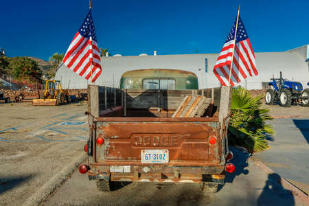 July 22, 2016 - Red Dodge Pickup truck parked in Santa Paula, Californiaのeditorial素材