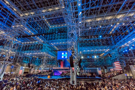 NOVEMBER 8, 2016, Election Night at Jacob K. Javits Center - venue for Democratic presidential nominee Hillary Clinton election night event New York, New York - features Glass Ceilingのeditorial素材