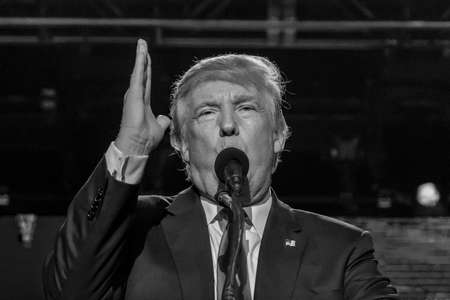 OCTOBER 15, 2016, EDISON, NJ - Donald Trump speaks at Edison New Jersey Hindu Indian-American rally for "Humanity United Against Terror"のeditorial素材