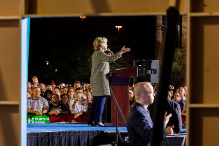 OCTOBER 12, 2016, Democratic Presidential Candidate Hillary Clinton campaigns at the Smith Center for the Arts, Las Vegas, Nevadaのeditorial素材