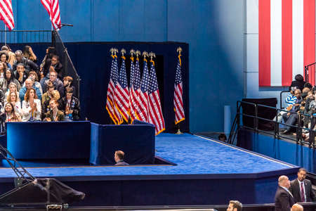 NOVEMBER 8, 2016, Walkway for Hillary Clinton Election Night at Jacob K. Javits Center - venue for Democratic presidential nominee Hillary Clinton election night event New York, New York.のeditorial素材