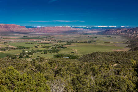 Panoramic View of Paradox Valley in Montrose, Colorado the Dolores River, on State Road 90 near the Utah borderの写真素材