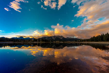 SEPTEMBER 18, 2018 - COLORADO, USA, Sunrise on Molas Lake, South of Silverton, Route 550