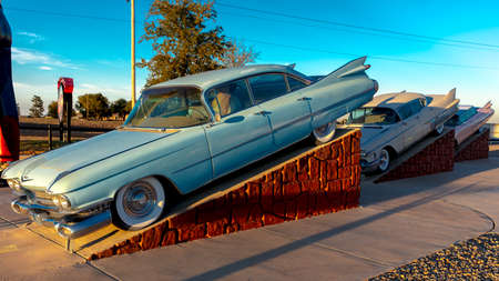 OCTOBER 10, 2018 - Cadillac Ranch outside of Amarillo Texas - Americana art installationのeditorial素材