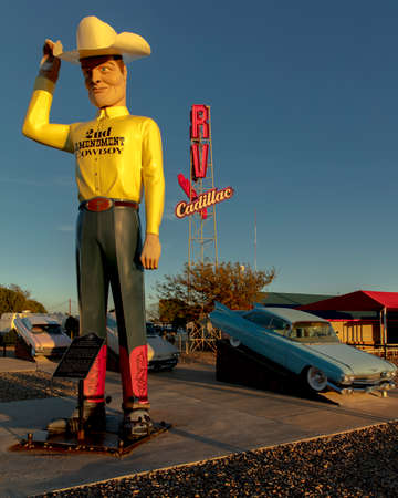 OCTOBER 10, 2018 - Cadillac Ranch outside of Amarillo Texas - Americana art installationのeditorial素材