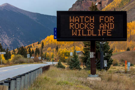 SEPT 19, 2018 - TELLURIDE COL, USA - Watch for Rocks and Wildlife, Telluride, Coloradoのeditorial素材