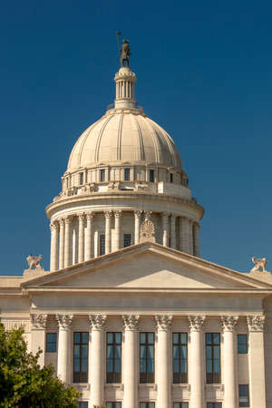 OCTOBER 11, 2018 Oklahoma City USA - A statue created by Enoch Kelly Haney sits atop the Oklahoma State Capitol, Oklahoma City OKのeditorial素材