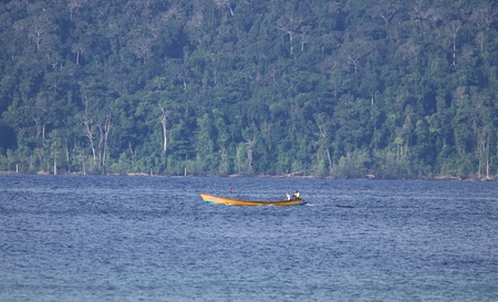 Boat along the coastの写真素材