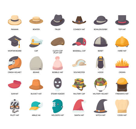 Set of Hat thin line icons for any web and app project.のイラスト素材