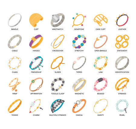 Set of Bracelets thin line icons for any web and app project.のイラスト素材