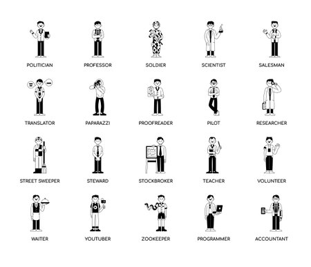Set of Occupation 5 man thin line icons for any web and app project.の写真素材