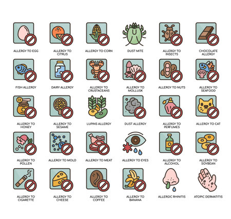 Set of Allergy thin line icons for any web and app project.のイラスト素材