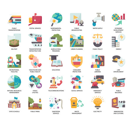 Set of Public service thin line icons for any web and app project.のイラスト素材