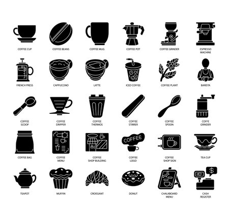 Set of coffee shop thin line icons for any web and app project.のイラスト素材