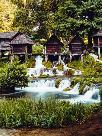 Small Mills on Pliva River in Jajceの写真素材