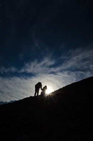 friends that trek and success together is a real friendの写真素材