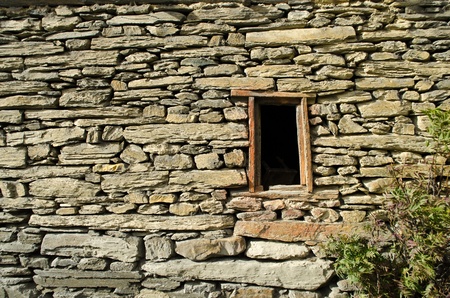 small wood window on a strength walのeditorial素材